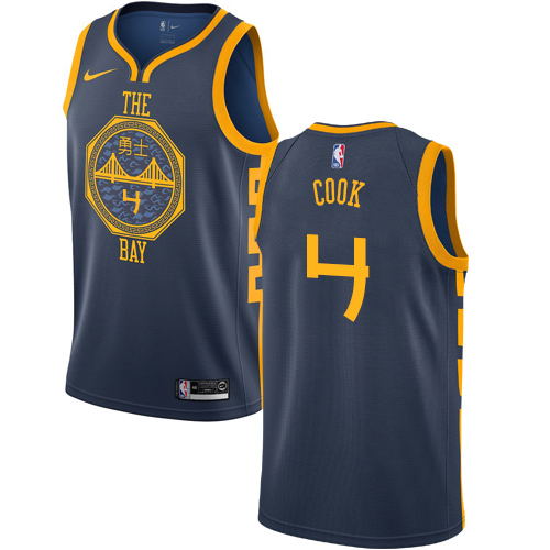 Golden State Warriors #4 Quinn Cook Navy Swingman City Edition 2018/19 Jersey Mens