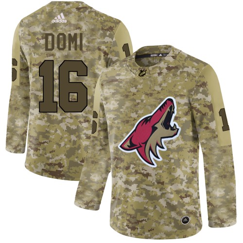 Adidas Arizona Coyotes #16 Max Domi Camo Authentic Stitched Jersey Men's