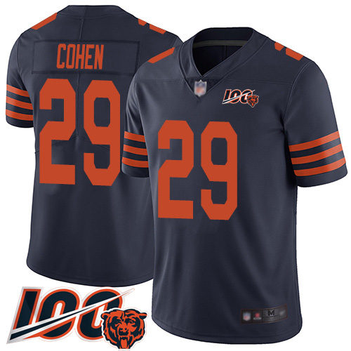 Bears #29 Tarik Cohen Navy Blue Alternate Men's Stitched 100th Season Vapor Limited Jersey