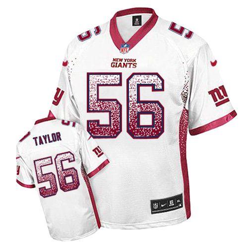 Giants #56 Lawrence Taylor White Men's Stitched Elite Drift Fashion Jersey