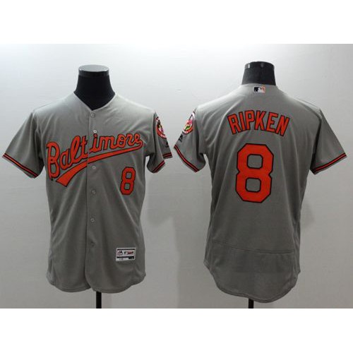 Baltimore Orioles #8 Cal Ripken Grey Flexbase Authentic Collection Stitched Jersey Men's
