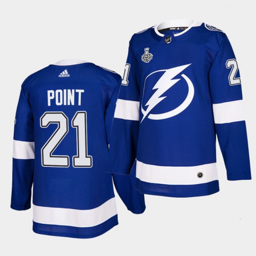 Adidas Tampa Bay Lightning #21 Brayden Point Blue Home Authentic Youth 2021 Stanley Cup Final Patch Jersey Youth