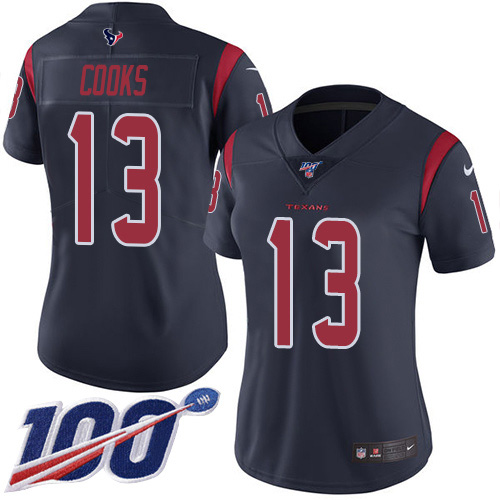 Texans #13 Brandin Cooks Navy Blue Women's Stitched Limited Rush 100th Season Jersey