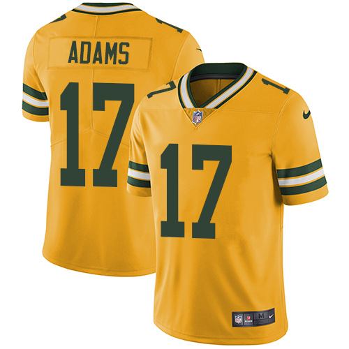 Packers #17 Davante Adams Yellow Men's Stitched Limited Rush Jersey
