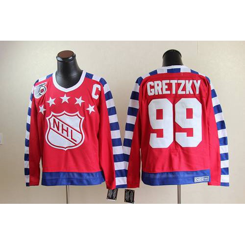 Edmonton Oilers #99 Wayne Gretzky Red All Star CCM Throwback 75TH Stitched Jersey Men's