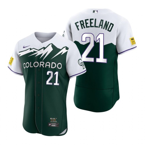 Colorado Colorado Rockies #21 Kyle Freeland Green Men's Authentic 2022 City Connect Jersey Men's