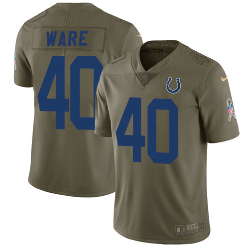 Indianapolis Colts #40 Spencer Ware Olive Men's Stitched Limited 2017 Salute to Service Jersey Men's