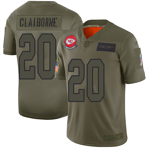 Kansas City Chiefs #20 Morris Claiborne Camo Men's Stitched Limited 2019 Salute To Service Jersey Men's