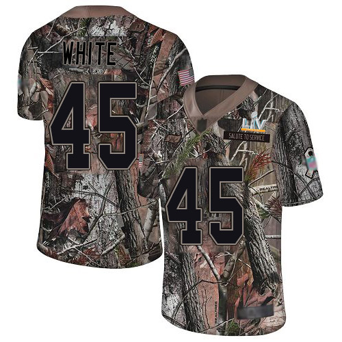 Buccaneers #45 Devin White Camo Men's Super Bowl LV Bound Stitched Limited Rush Realtree Jersey