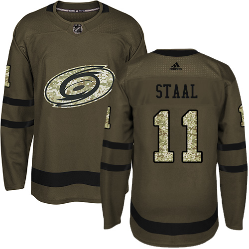 Adidas Carolina Hurricanes #11 Jordan Staal Green Salute to Service Stitched Jersey Men's