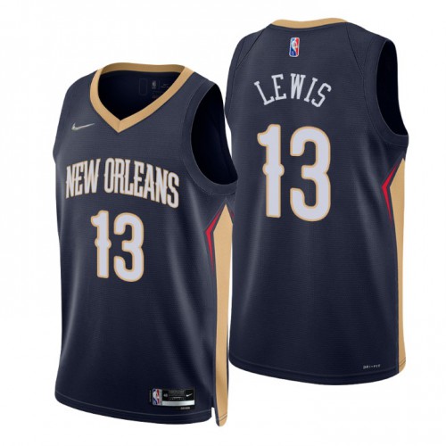New Orleans Pelicans #13 Kira Lewis Jr. Navy Mens 2021-22 75th Anniversary Diamond Swingman Jersey - Icon Edition Mens