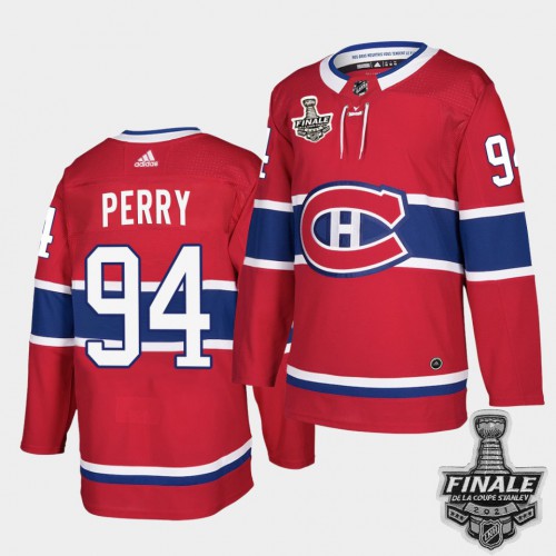 Adidas Montreal Canadiens #94 Corey Perry Red Home Authentic 2021 Stanley Cup Final Patch Jersey Men's