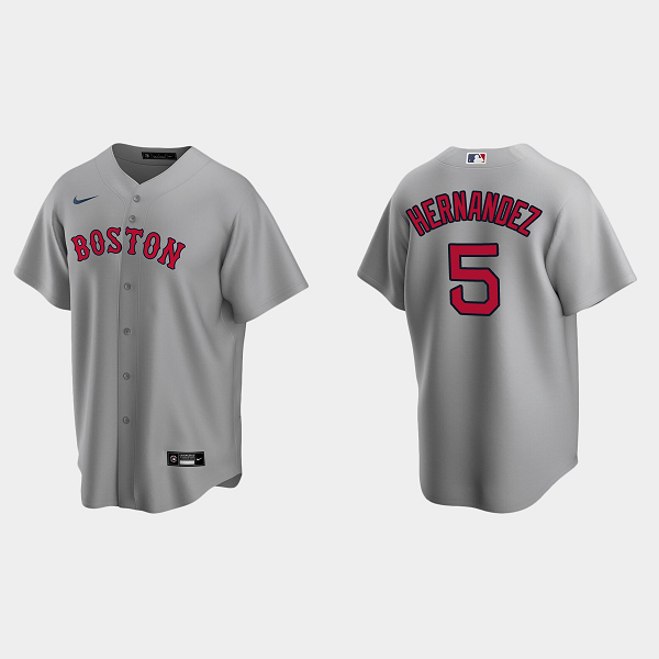 Men's Youth Women's Boston Red Sox #5 Enrique Hernandez Cool Base Road Jersey - Gray