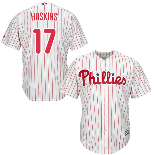 Philadelphia Phillies #17 Rhys Hoskins White(Red Strip) New Cool Base Stitched Jersey Men's