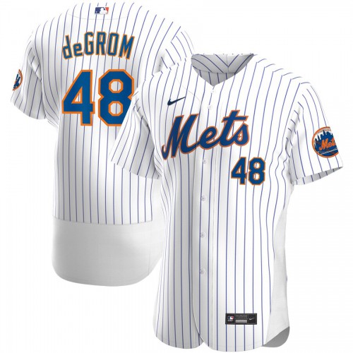 New York New York Mets #48 Jacob deGrom Men's White Home 2020 Authentic Player Jersey Men's