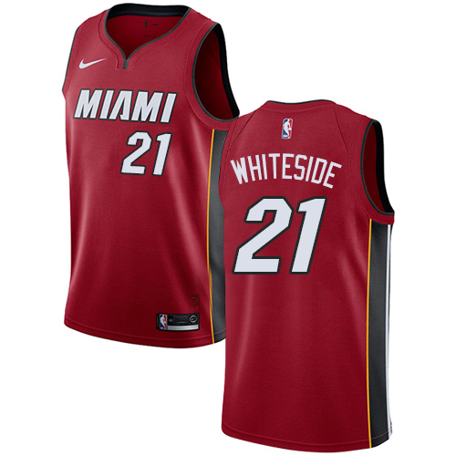 Miami Heat #21 Hassan Whiteside Red Youth Swingman Statement Edition Jersey Youth