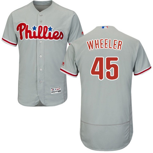 Philadelphia Phillies #45 Zack Wheeler Grey Flexbase Authentic Collection Stitched Jersey Men's