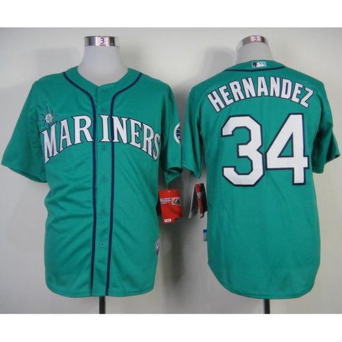 Seattle Mariners #34 Felix Hernandez Green Alternate Cool Base Stitched Jersey Men's