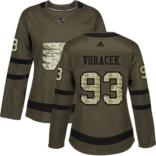 Adidas Philadelphia Flyers #93 Jakub Voracek Green Salute to Service Women's Stitched Jersey Womens