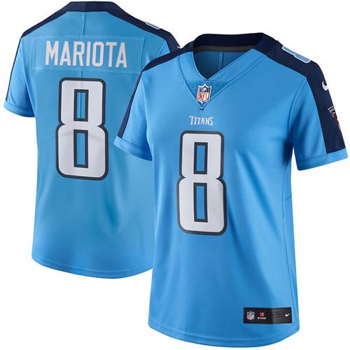 Tennessee Titans #8 Marcus Mariota Light Blue Women's Stitched Limited Rush Jersey Womens