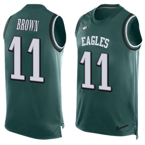 Eagles #11 A.J. Brown Green Team Color Men's Stitched Limited Tank Top Jersey
