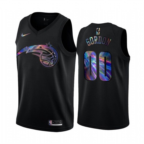 Orlando Magic #00 Aaron Gordon Mens Iridescent Holographic Collection Jersey - Black Mens