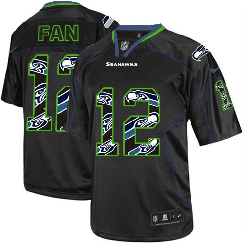 Seahawks #12 Fan New Lights Out Black Men's Stitched Elite Jersey