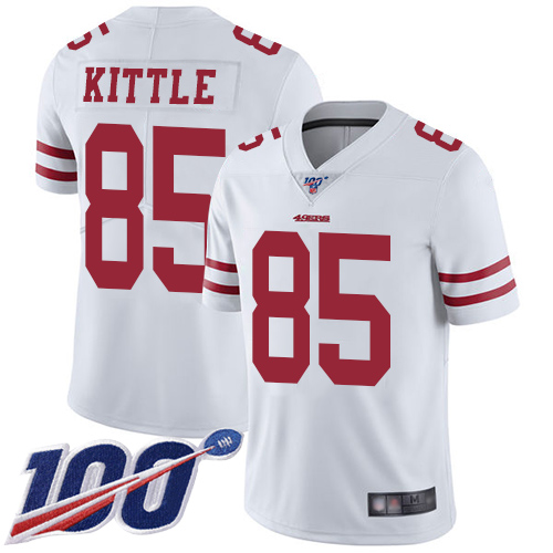49ers #85 George Kittle White Men's Stitched 100th Season Vapor Limited Jersey
