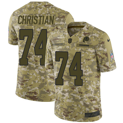 Washington Commanders #74 Geron Christian Camo Men's Stitched Limited 2018 Salute To Service Jersey Men's