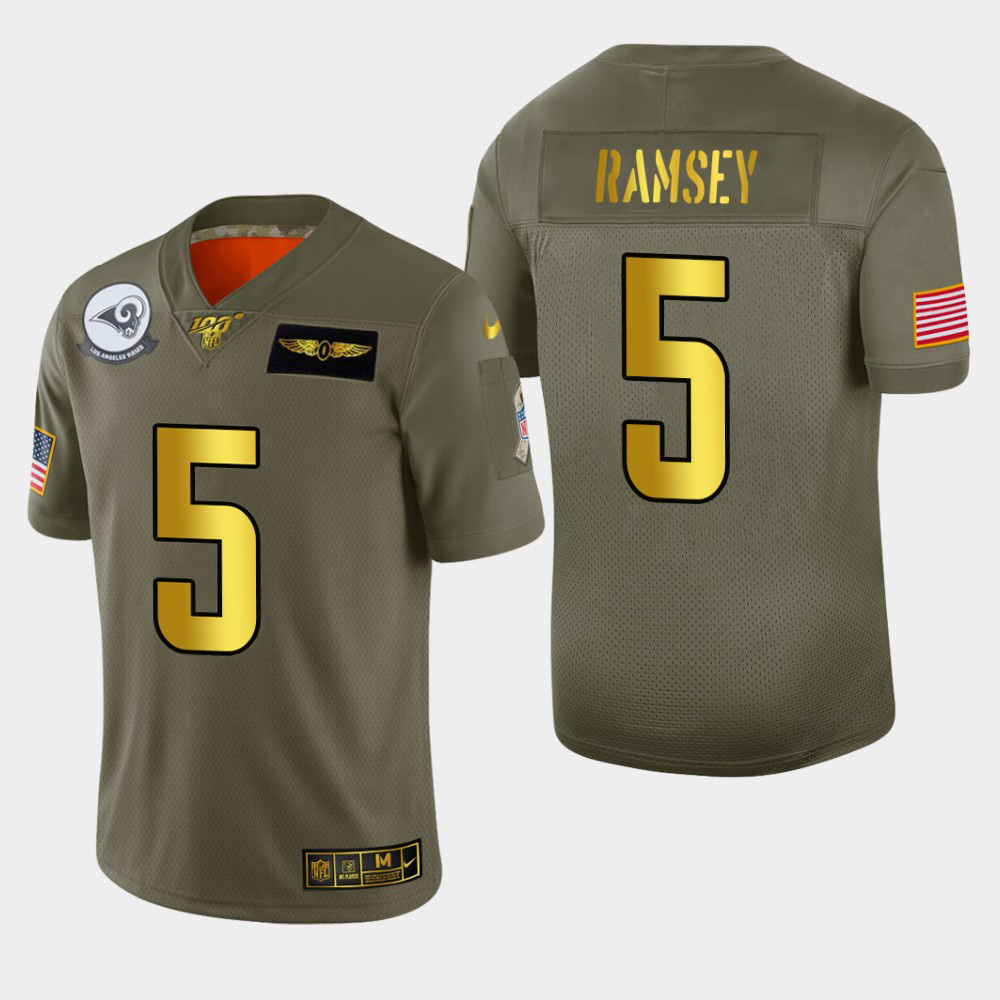 Rams #5 Jalen Ramsey Youth Gold 2019 Salute To Service 100 Limited Jersey