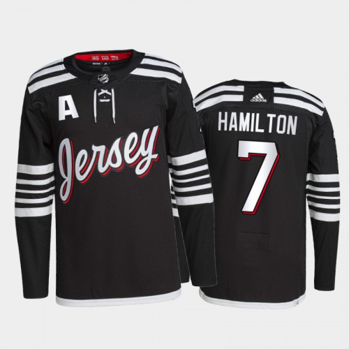 Adidas New Jersey Devils #7 Dougie Hamilton Men's 2021-22 Alternate Authentic Jersey - Black Men's