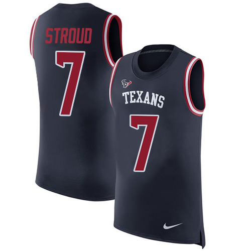 Texans #7 C.J. Stroud Navy Blue Team Color Men's Stitched Limited Rush Tank Top Jersey