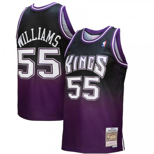 Sacramento Sacramento Kings #55 Jason Williams Mitchell & Ness Mens Purple/Black 2000/01 Hardwood Classics Fadeaway Swingman Player Jersey Mens