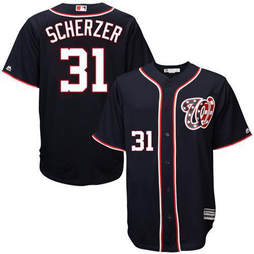 Washington Nationals #31 Max Scherzer Navy Blue New Cool Base Stitched Jersey Men's