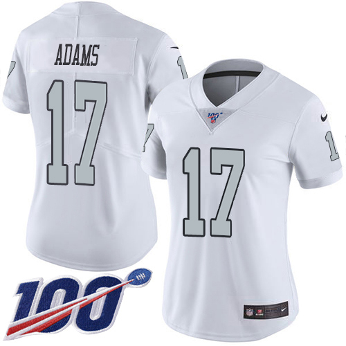 Raiders #17 Davante Adams White Women's Stitched Limited Rush 100th Season Jersey