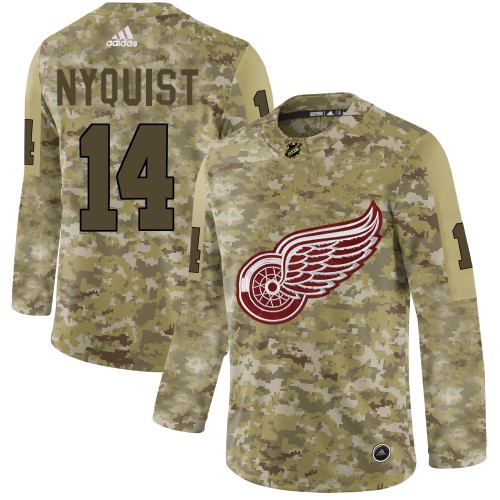 Adidas Detroit Red Wings #14 Gustav Nyquist Camo Authentic Stitched Jersey Men's