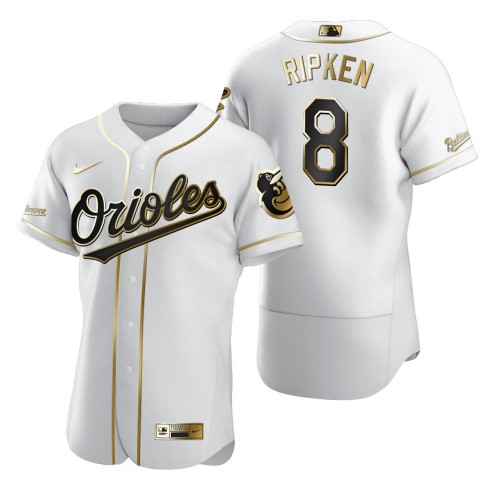 Baltimore Baltimore Orioles #8 Cal Ripken Jr White Men's Authentic Golden Edition Jersey Men's