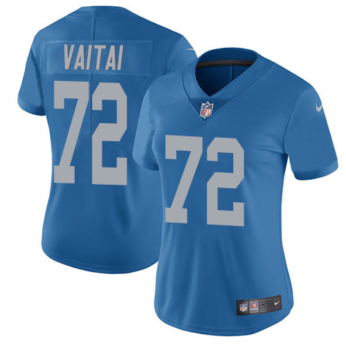 Detroit Lions #72 Halapoulivaati Vaitai Blue Throwback Women's Stitched Vapor Untouchable Limited Jersey Womens