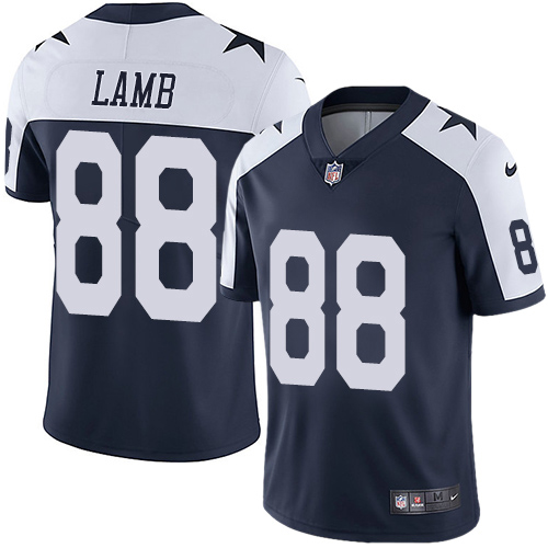 Cowboys #88 CeeDee Lamb Navy Blue Thanksgiving Men's Stitched Vapor Untouchable Limited Throwback Jersey