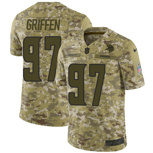 Minnesota Vikings #97 Everson Griffen Camo Youth Stitched Limited 2018 Salute to Service Jersey Youth