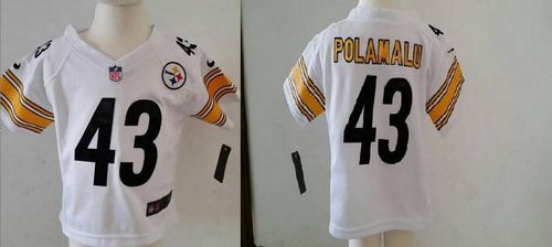 Toddler Steelers #43 Troy Polamalu White Stitched Elite Jersey