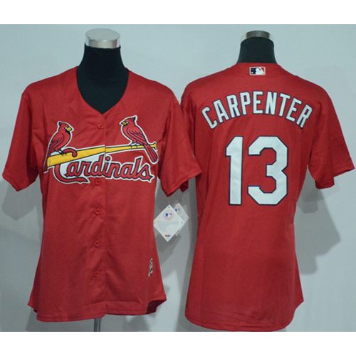 St.Louis Cardinals #13 Matt Carpenter Red Women's Alternate Stitched Jersey Womens