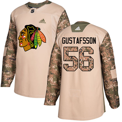 Adidas Chicago Blackhawks #56 Erik Gustafsson Camo Authentic 2017 Veterans Day Stitched Youth Jersey Youth