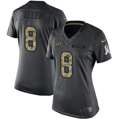 Washington Commanders #8 Kyle Allen Black Women's Stitched Limited 2016 Salute to Service Jersey Womens