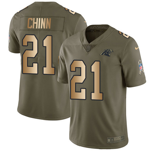 Panthers #21 Jeremy Chinn Olive/Gold Men's Stitched Limited 2017 Salute To Service Jersey