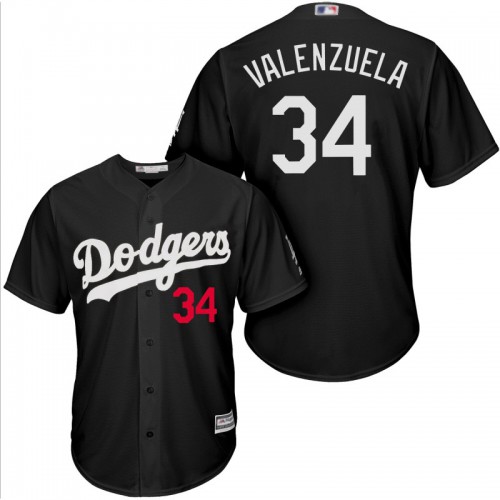 Los Angeles Dodgers #34 Fernando Valenzuela Black Turn Back The Clock Stitched Jersey Men's