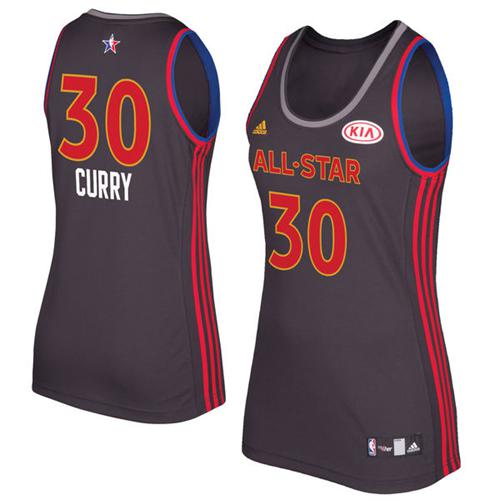 Golden State Warriors #30 Stephen Curry Charcoal 2017 All-Star Womens Stitched Jersey Womens