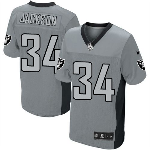 Raiders #34 Bo Jackson Grey Shadow Youth Stitched Elite Jersey