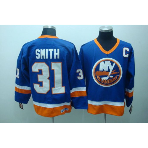 New York Islanders #31 Billy Smith Stitched Baby Blue CCM Throwback Jersey Men's
