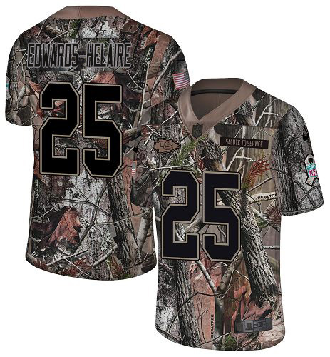 Chiefs #25 Clyde Edwards-Helaire Camo Youth Stitched Limited Rush Realtree Jersey